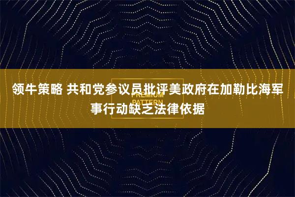 领牛策略 共和党参议员批评美政府在加勒比海军事行动缺乏法律依据
